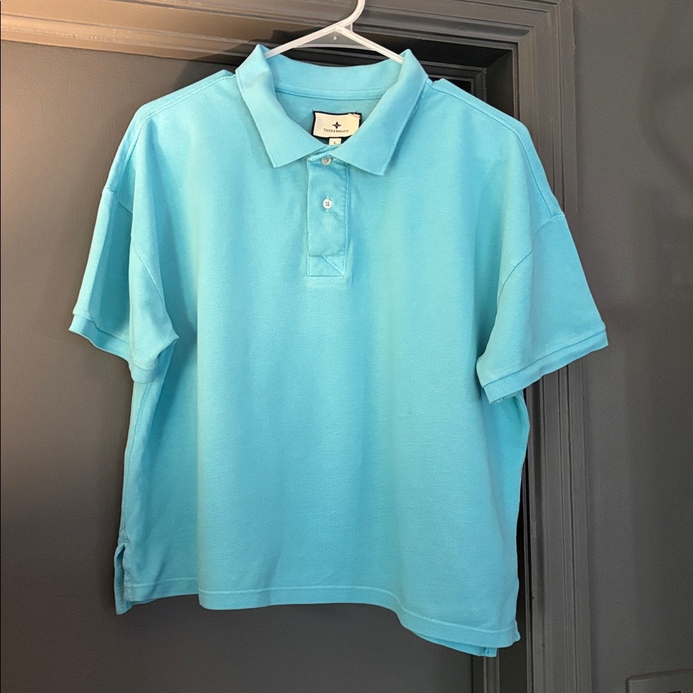 Tuckernuck Turquoise Blue Cropped Polo Shirt